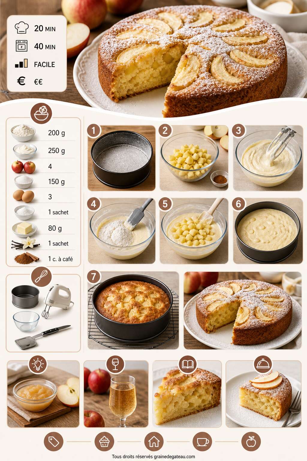 Fiche recette Recette du g&acirc;teau aux pommes et mascarpone