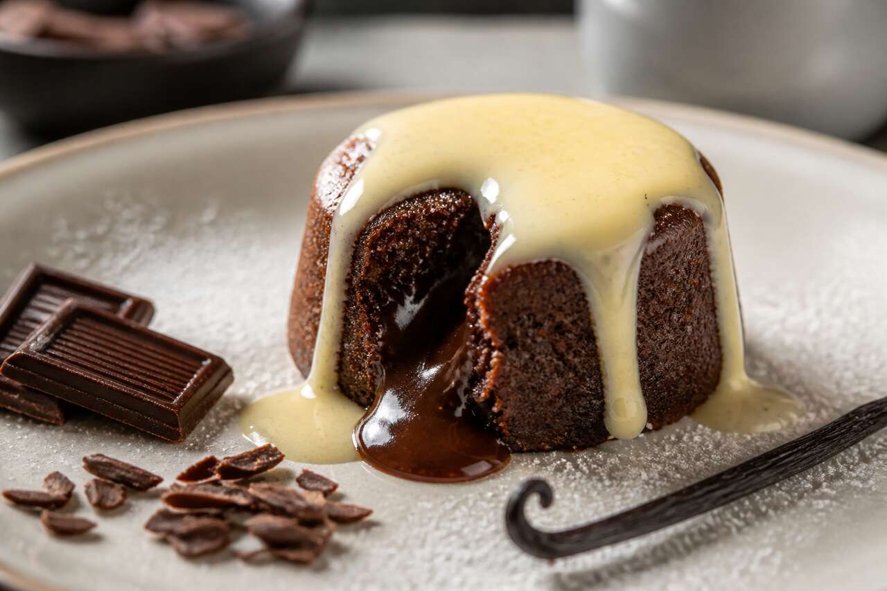Recette du fondant au chocolat et sa crème anglaise