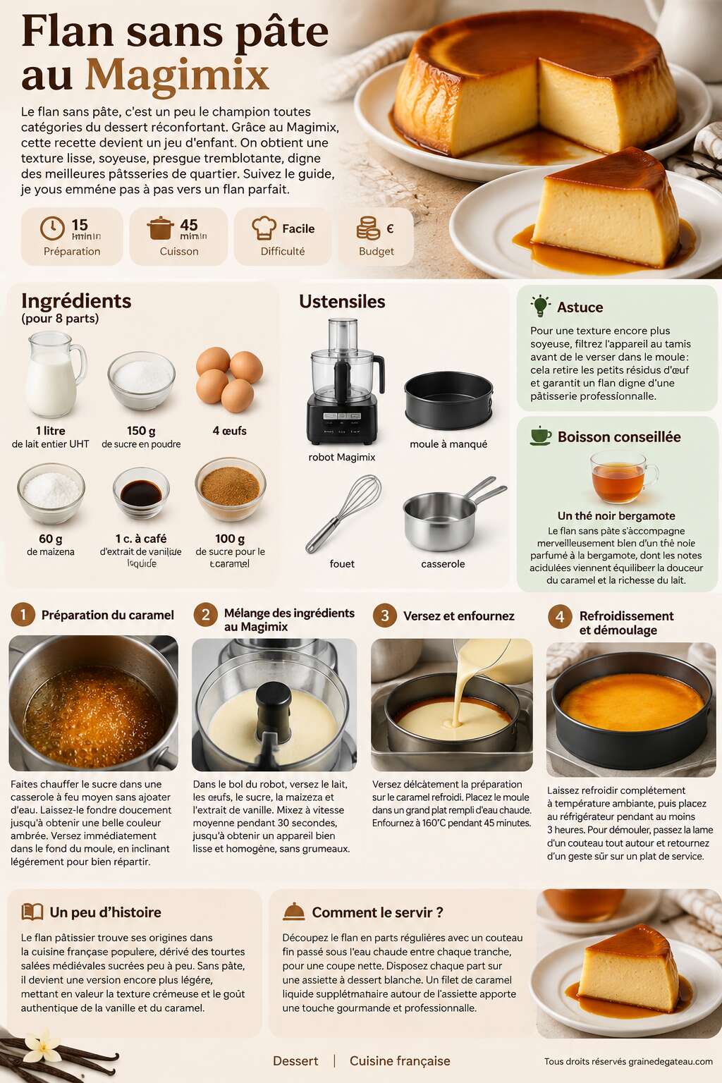 Fiche recette Recette de flan sans pâte au Magimix Fiche recette Recette de flan sans pâte au Magimix