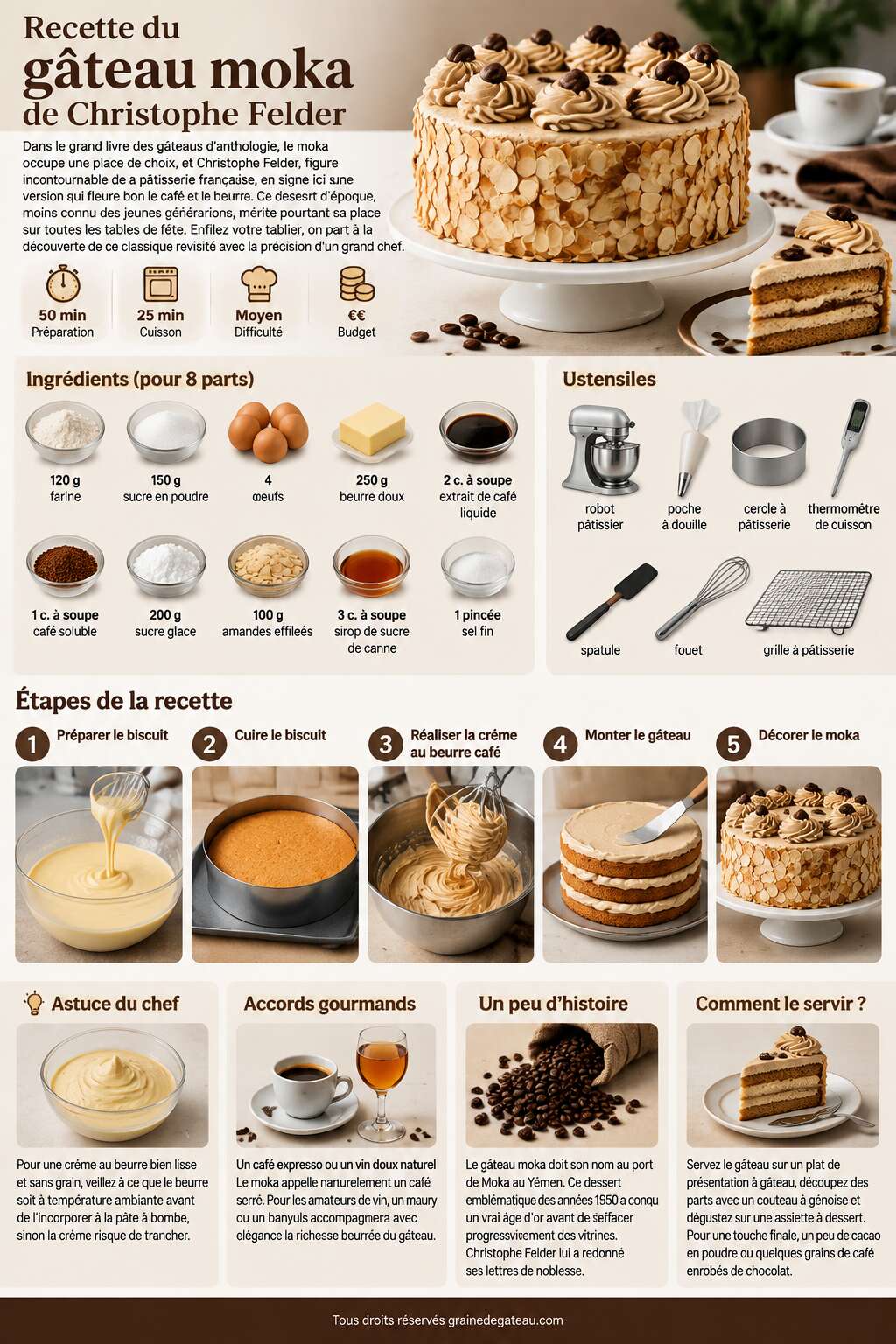 Fiche recette Recette du gâteau moka de Christophe Felder Fiche recette Recette du gâteau moka de Christophe Felder