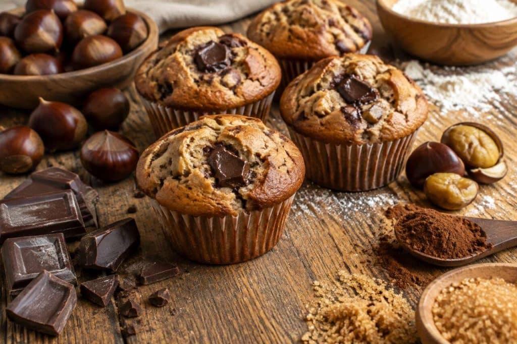 Recette de muffins au chocolat et aux marrons