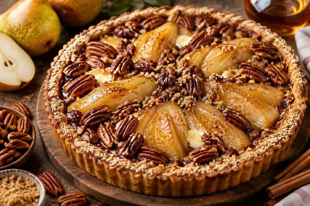 Recette de tarte rustique poire, pécan et sirop d'érable