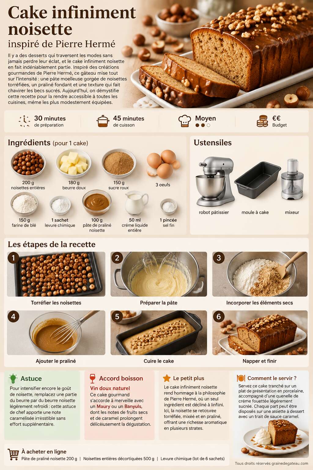 Fiche recette Recette du cake infiniment noisette inspiré de Pierre Hermé Fiche recette Recette du cake infiniment noisette inspiré de Pierre Hermé