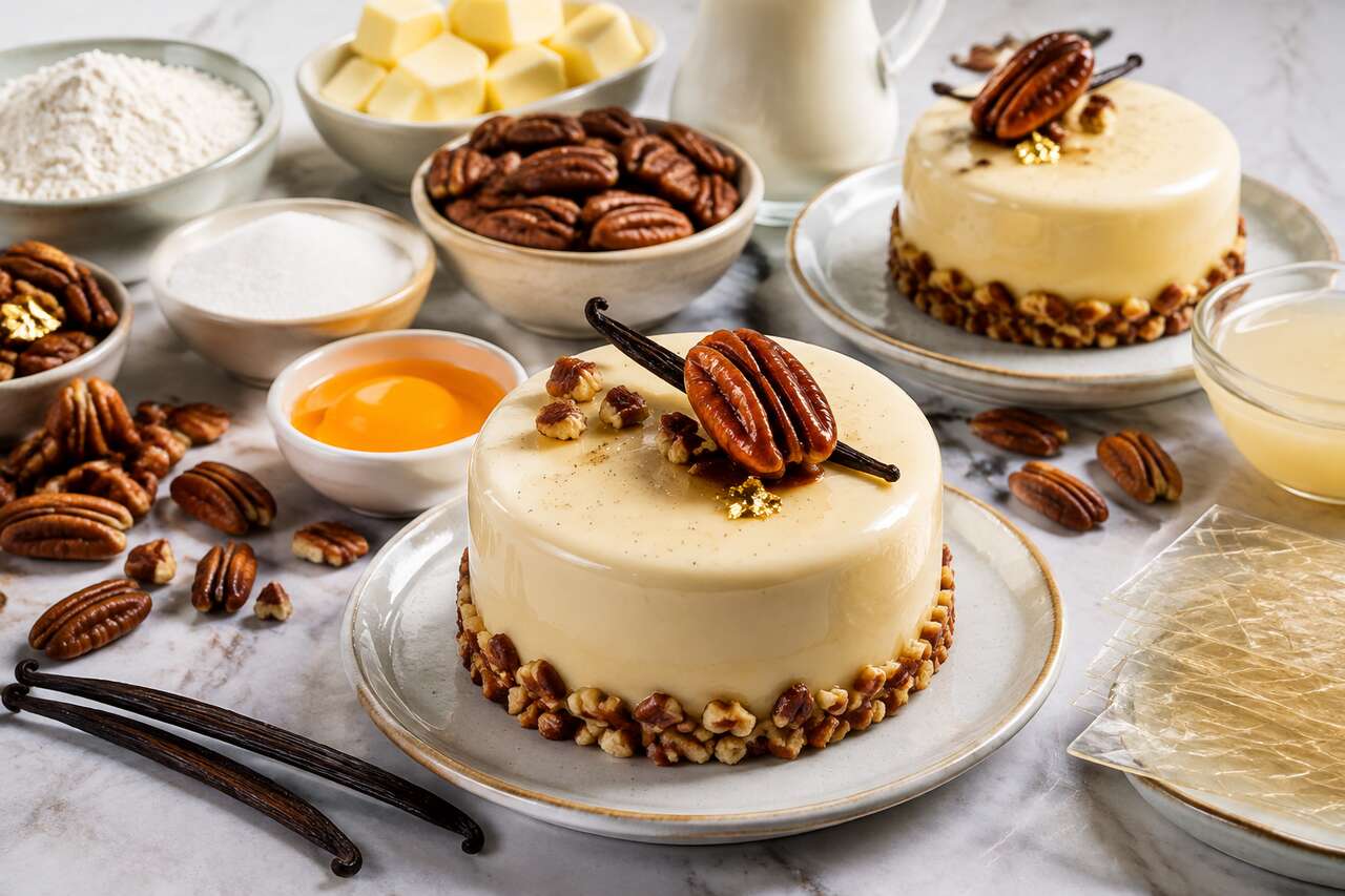Recette d'entremets individuels vanille et noix de pécan