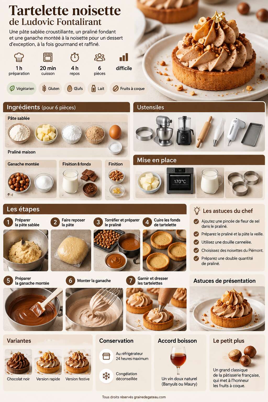 Fiche recette Recette de tartelette noisette de Ludovic Fontalirant Fiche recette Recette de tartelette noisette de Ludovic Fontalirant