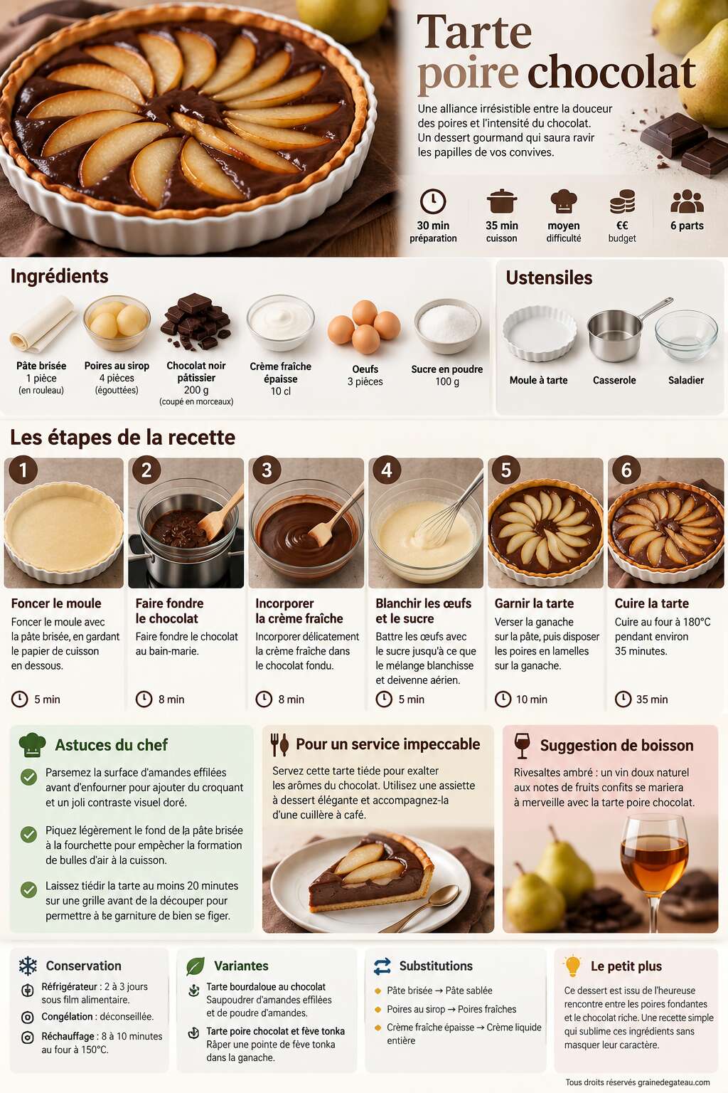 Fiche recette Recette de tarte poire chocolat Fiche recette Recette de tarte poire chocolat