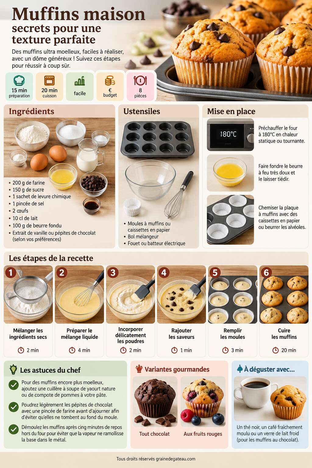 Fiche recette Muffins maison : secrets pour une texture parfaite Fiche recette Muffins maison : secrets pour une texture parfaite