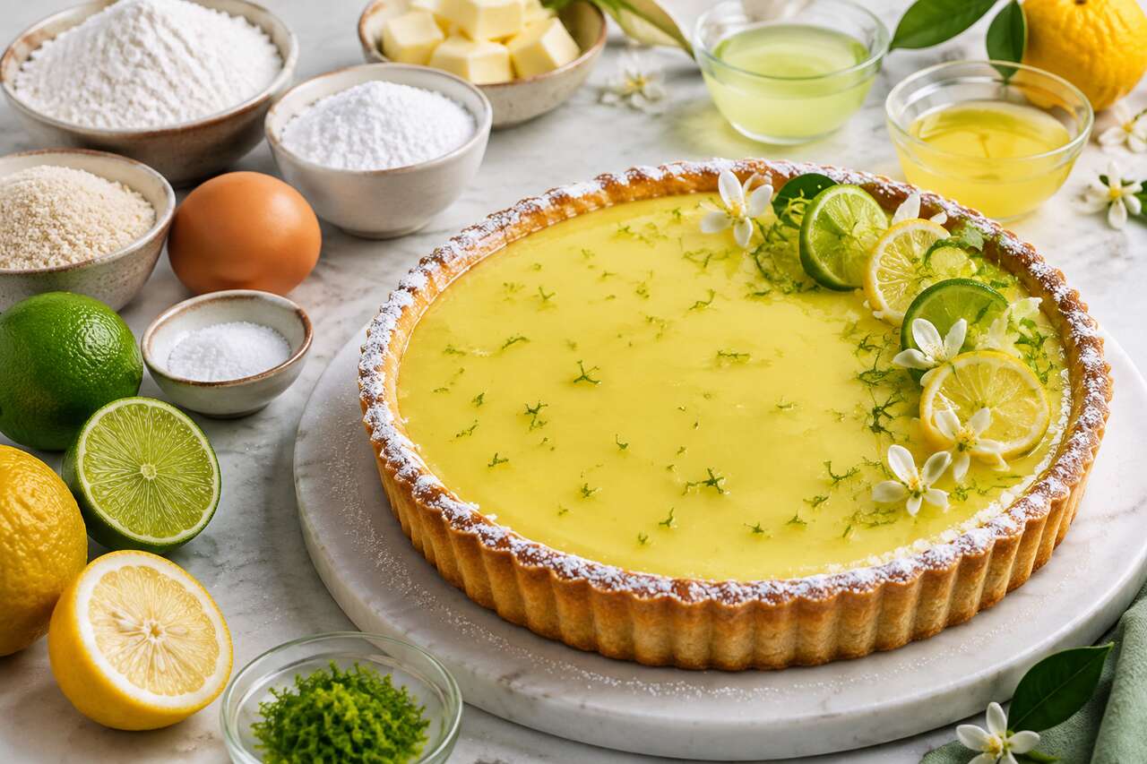 Recette de tarte au citron vert et yuzu inspirée de Jeffrey Cagnes