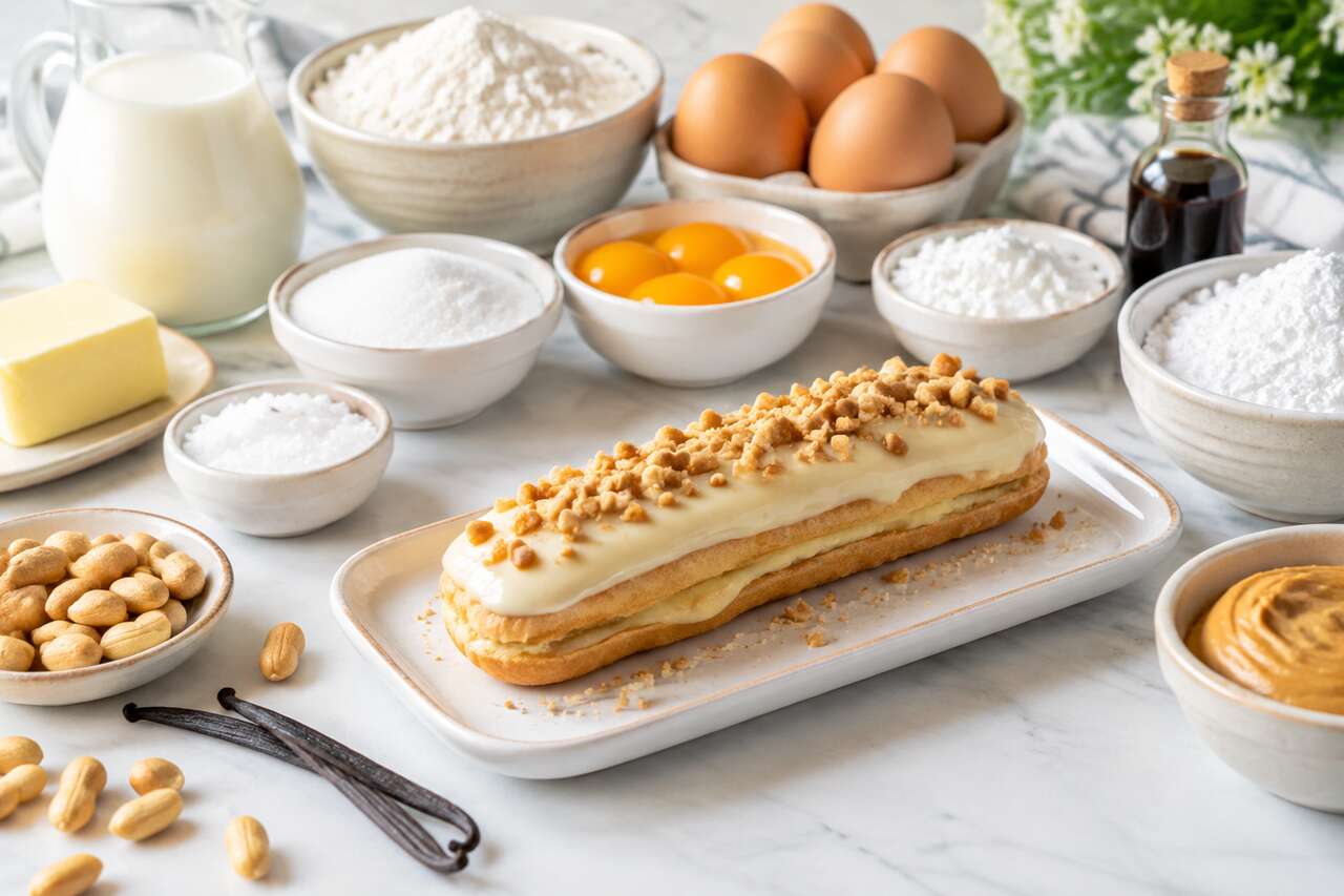 Recette d'éclair rectangulaire vanille-cacahuète