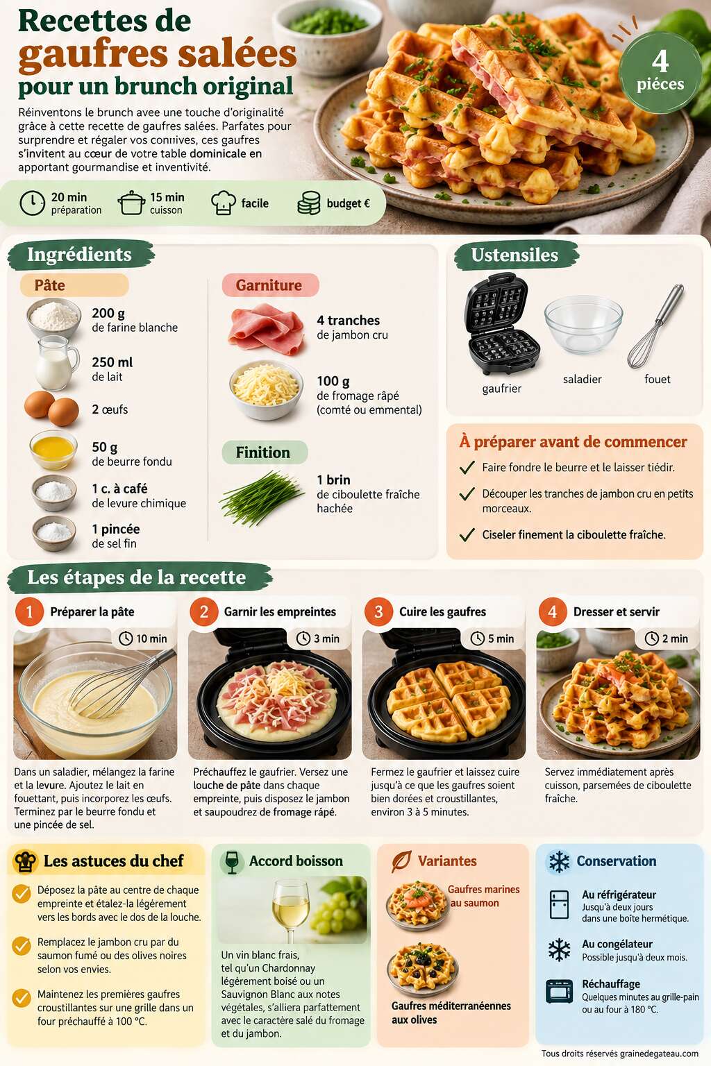 Fiche recette Recettes de gaufres salées pour un brunch original Fiche recette Recettes de gaufres salées pour un brunch original