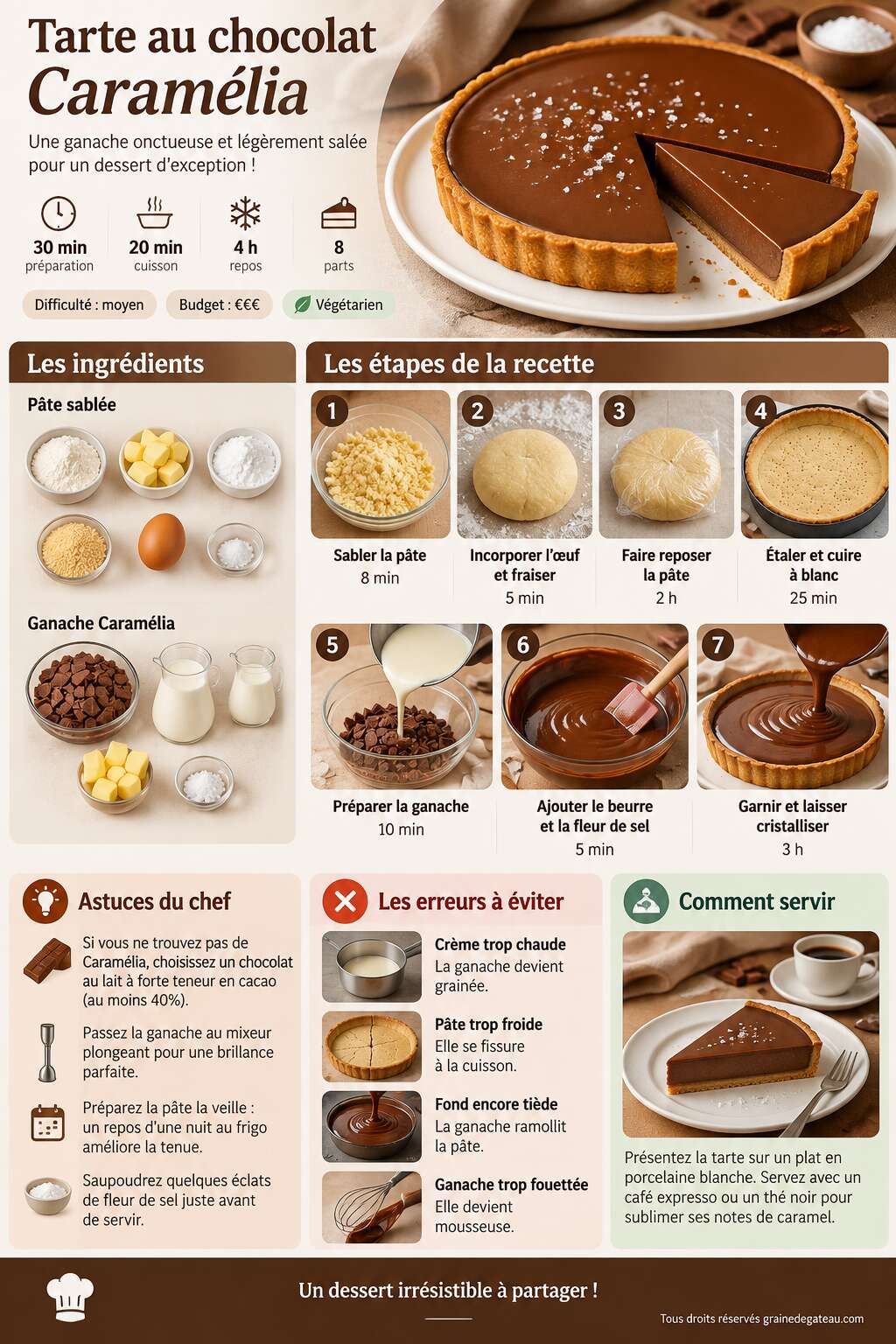 Fiche recette Recette de tarte au chocolat Caramélia Fiche recette Recette de tarte au chocolat Caramélia