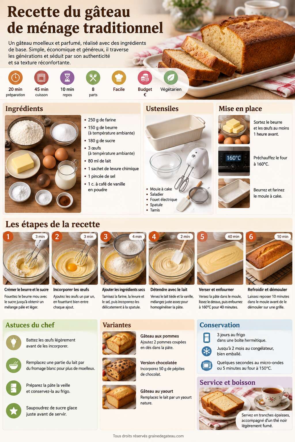 Fiche recette Recette du gâteau de ménage traditionnel Fiche recette Recette du gâteau de ménage traditionnel