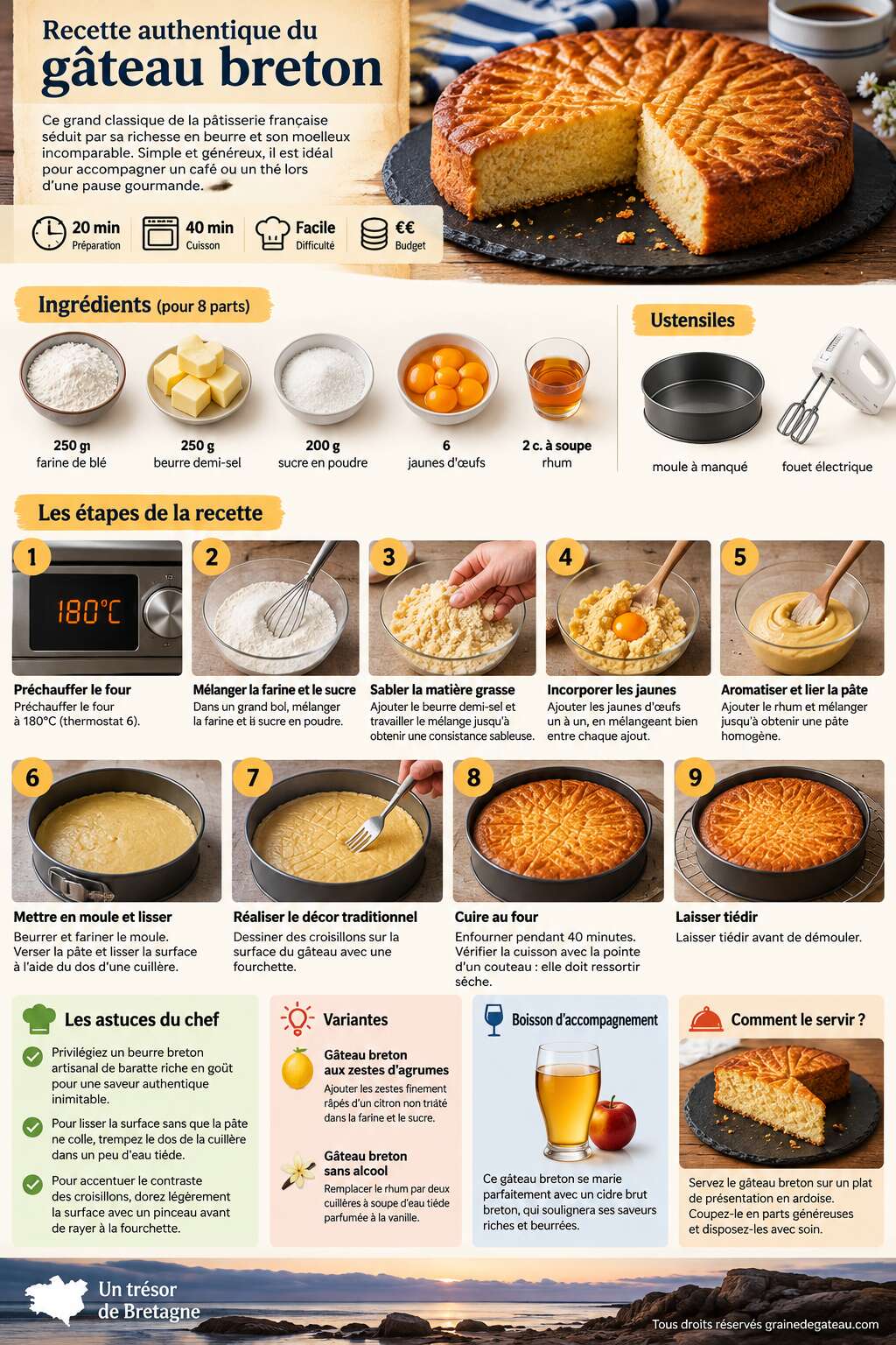 Fiche recette Recette authentique du gâteau breton Fiche recette Recette authentique du gâteau breton