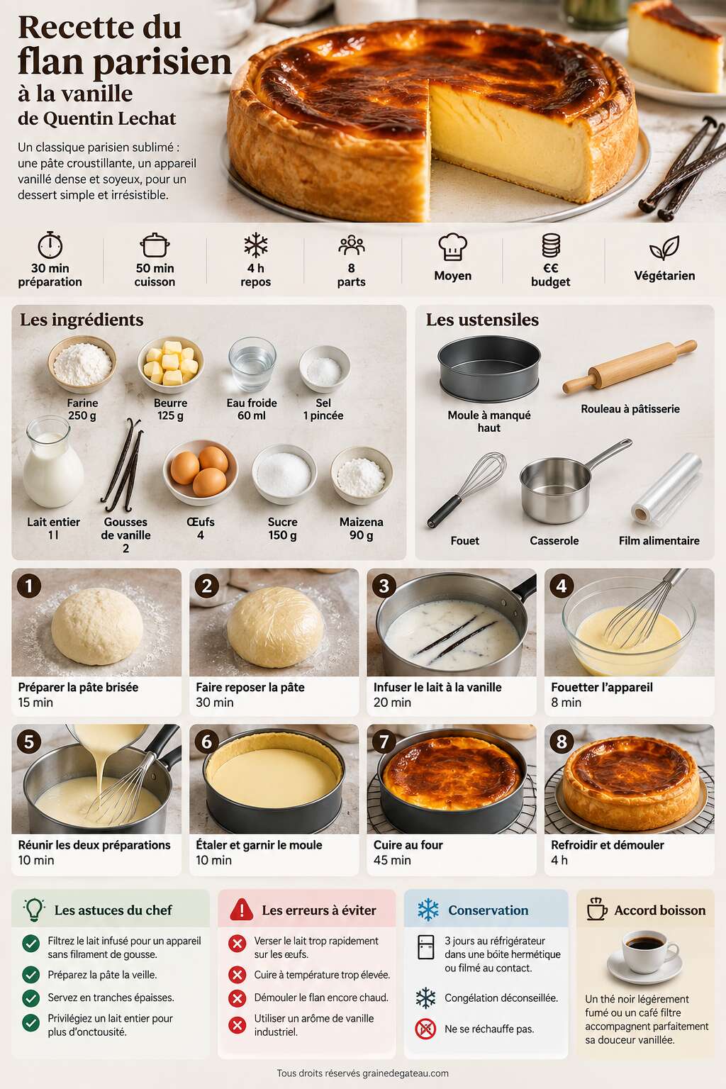 Fiche recette Recette du flan parisien à la vanille de Quentin Lechat Fiche recette Recette du flan parisien à la vanille de Quentin Lechat