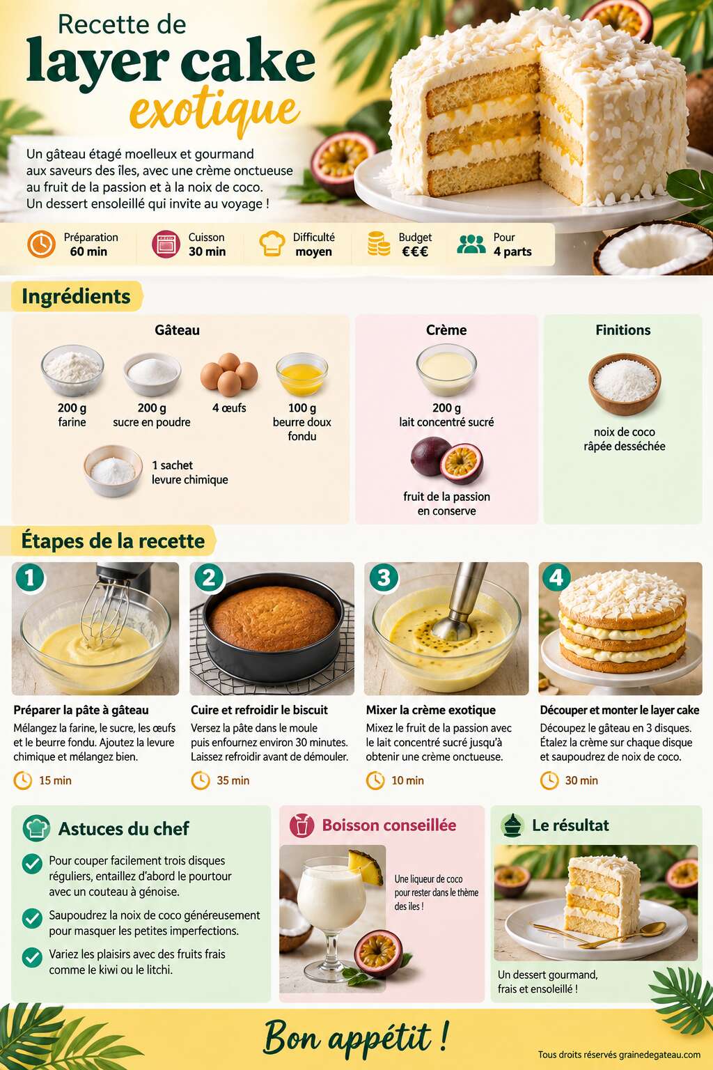 Fiche recette Recette de layer cake exotique Fiche recette Recette de layer cake exotique