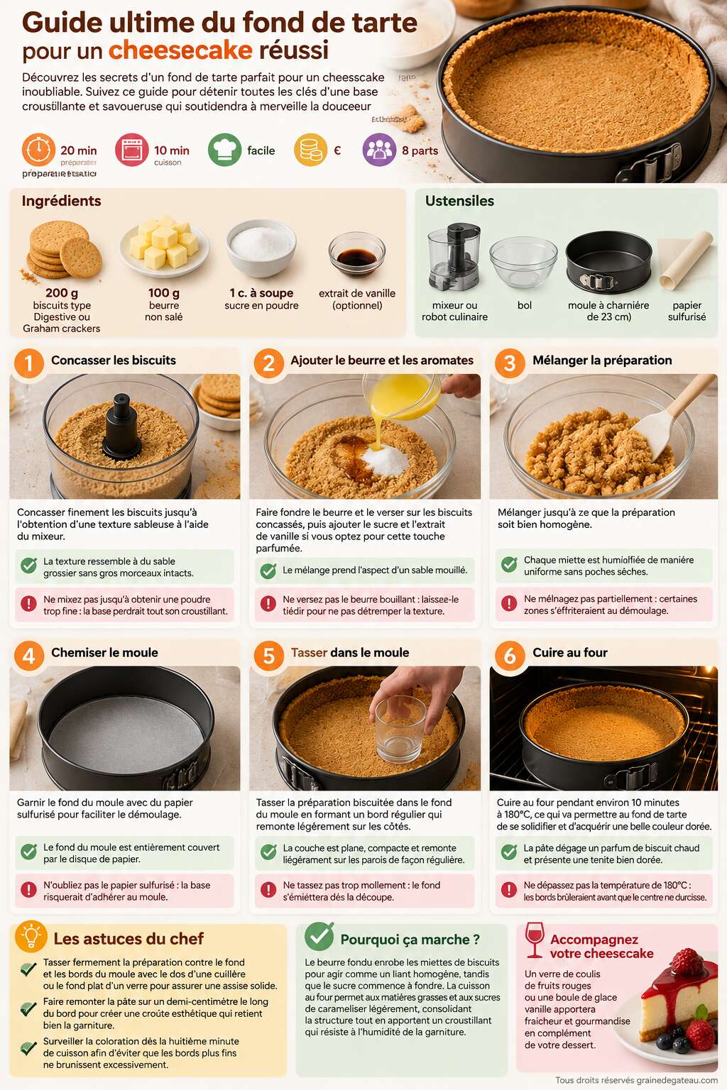 Fiche recette Guide ultime du fond de tarte pour un cheesecake r&eacute;ussi