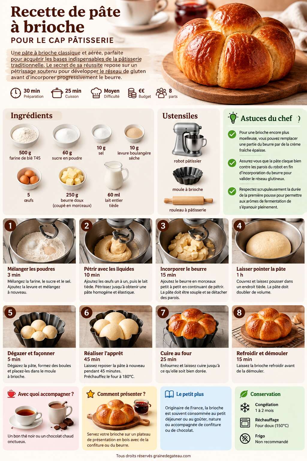 Fiche recette Recette de pâte à brioche pour le CAP Pâtisserie Fiche recette Recette de pâte à brioche pour le CAP Pâtisserie