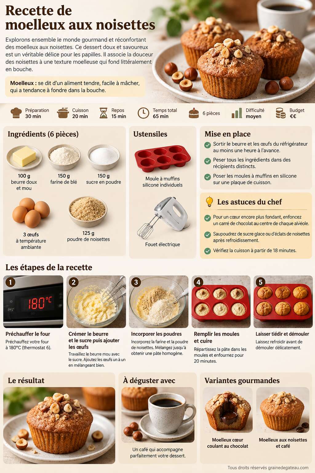 Fiche recette Recette de moelleux aux noisettes