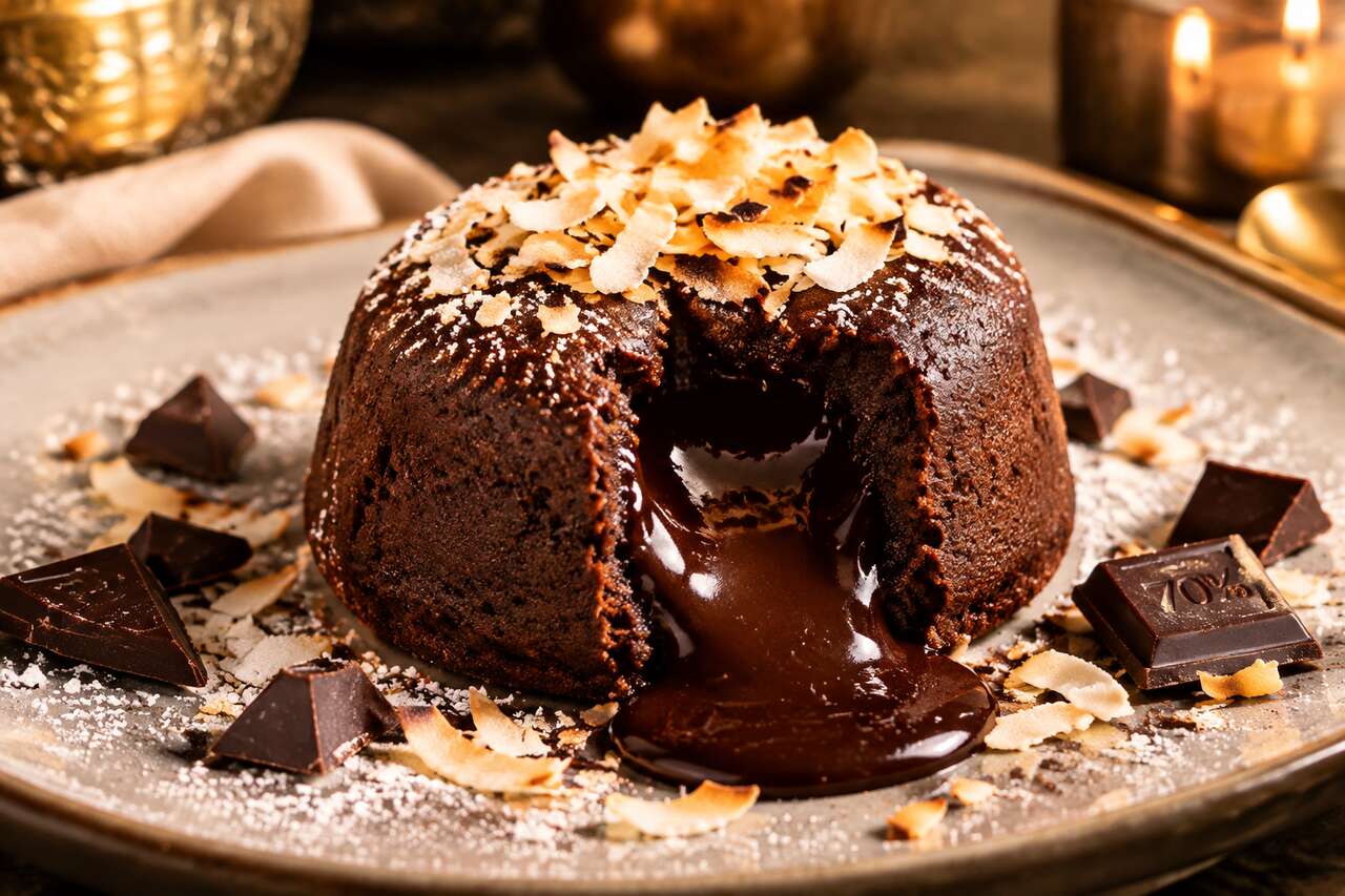 Recette du cœur coulant au chocolat et noix de coco