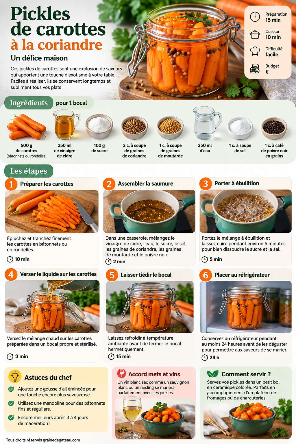 Fiche recette Recette de pickles de carottes &agrave; la coriandre : un d&eacute;lice maison