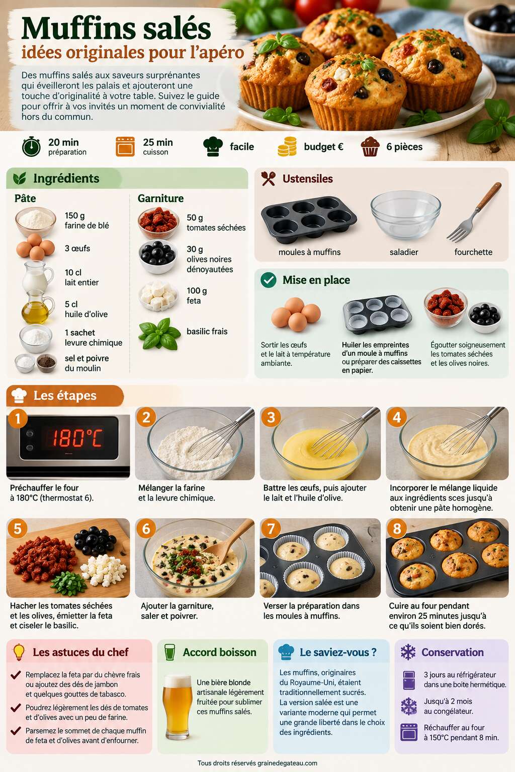 Fiche recette Muffins sal&eacute;s : id&eacute;es originales pour l'ap&eacute;ro