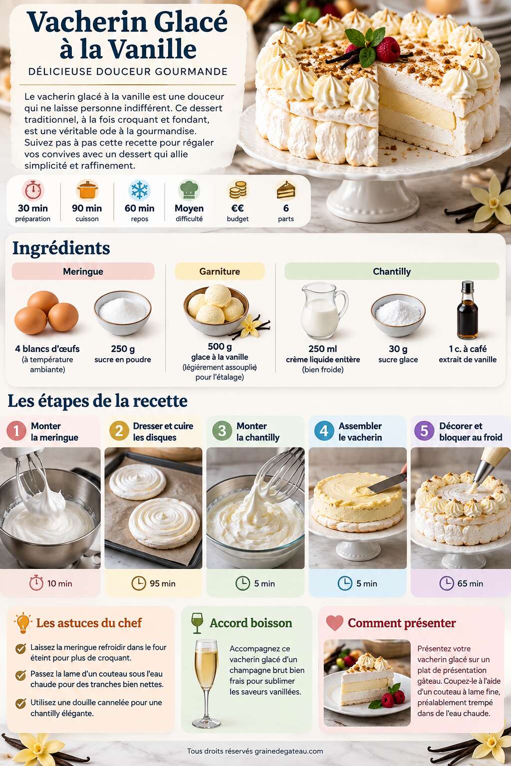 Fiche recette Recette Vacherin Glacé à la Vanille : délicieuse Douceur Gourmande Fiche recette Recette Vacherin Glacé à la Vanille : délicieuse Douceur Gourmande
