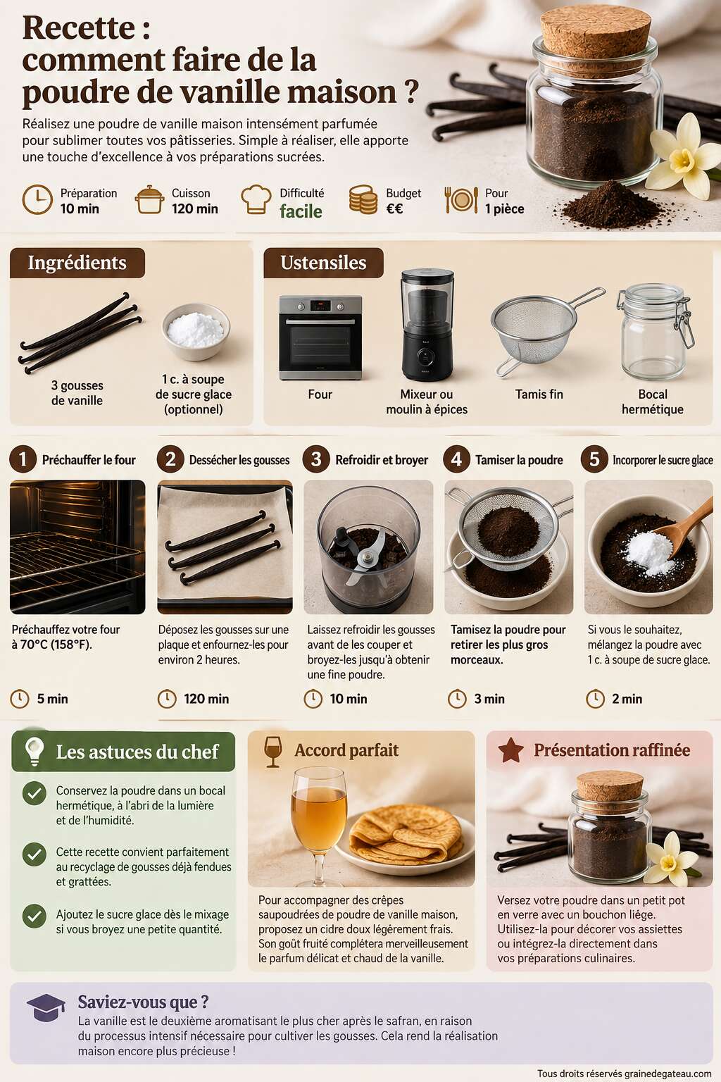 Fiche recette Recette : comment faire de la poudre de vanille maison ?