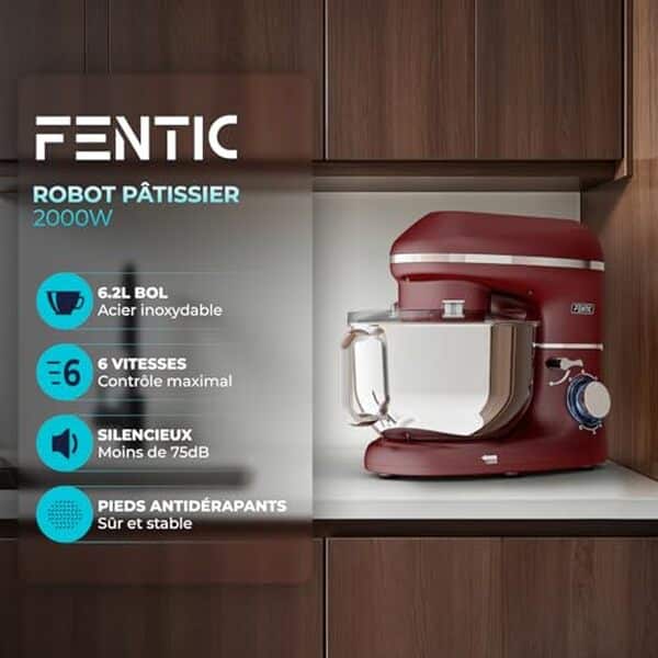 Découvrez notre test complet du robot pâtissier Fentic 2000W rouge. Puissance 2000W, polyvalence et performances : tous les détails pour bien choisir. 