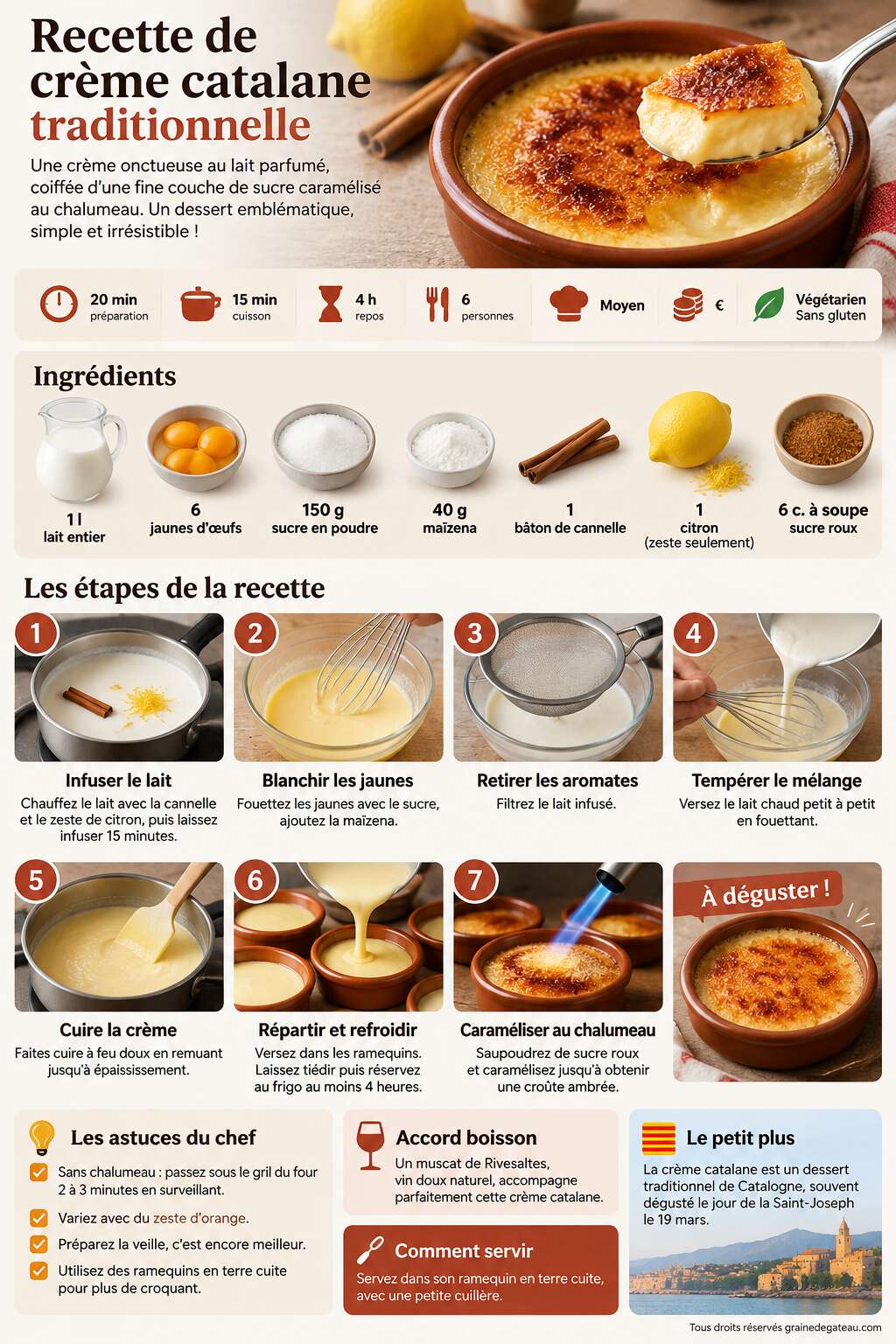 Fiche recette Recette de cr&egrave;me catalane traditionnelle
