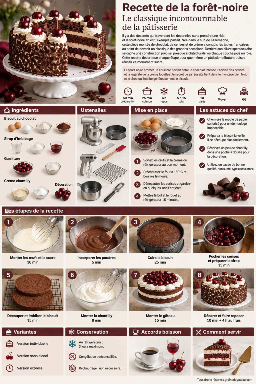 Fiche recette Recette de la forêt-noire : le classique incontournable de la pâtisserie Fiche recette Recette de la forêt-noire : le classique incontournable de la pâtisserie