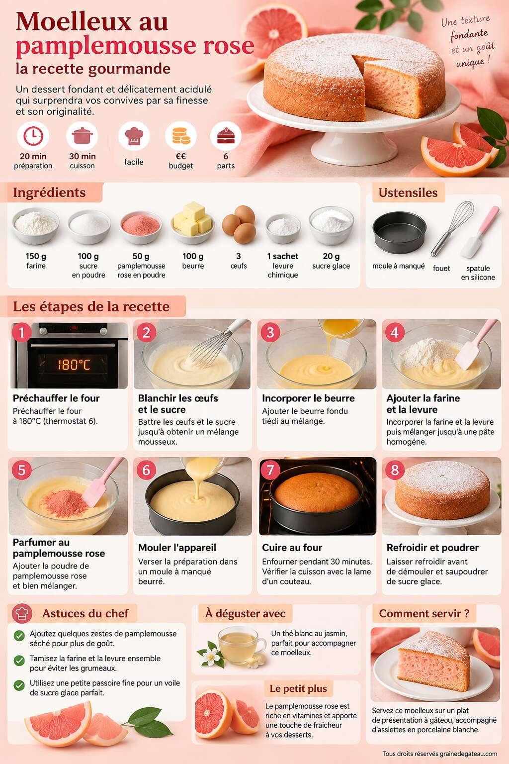 Fiche recette Moelleux au pamplemousse rose : la recette gourmande Fiche recette Moelleux au pamplemousse rose : la recette gourmande
