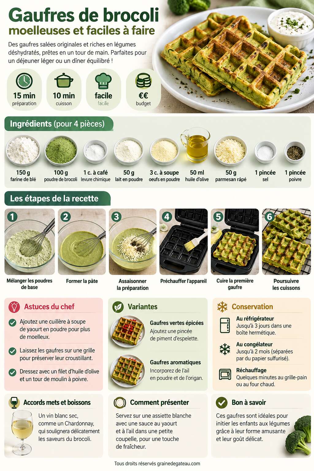 Fiche recette Gaufres de brocoli moelleuses et faciles à faire Fiche recette Gaufres de brocoli moelleuses et faciles à faire