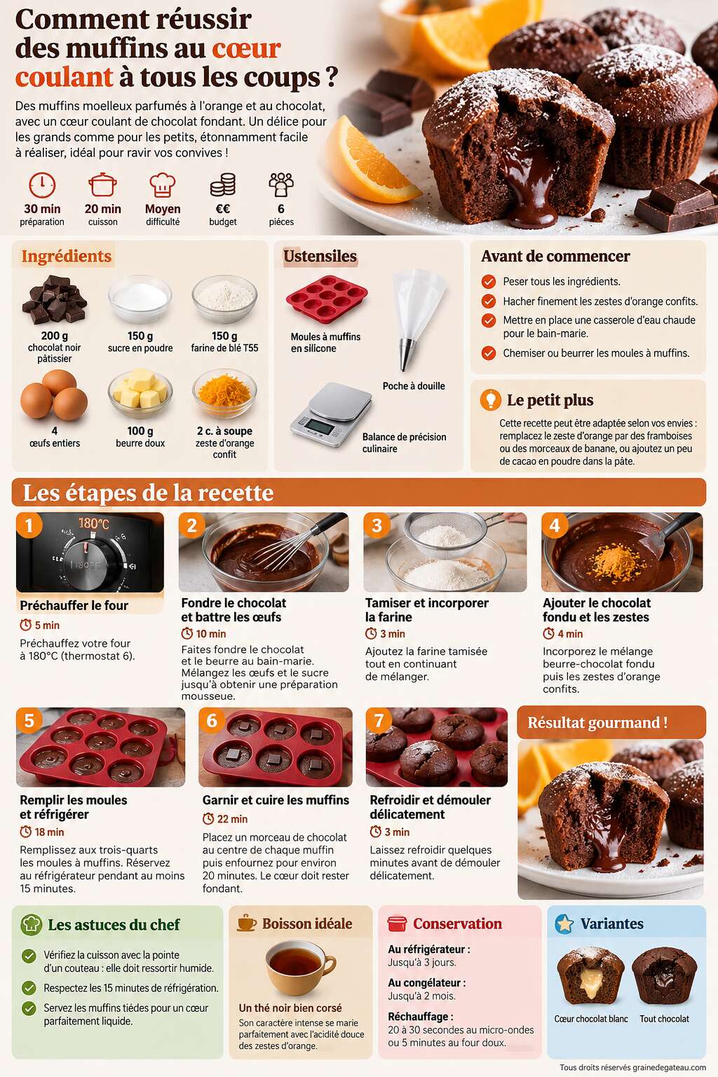Fiche recette Comment r&eacute;ussir des muffins au coeur coulant &agrave; tous les coups ?