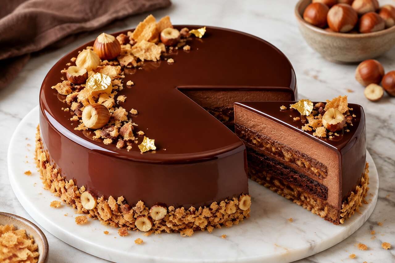 Recette d'entremets chocolat praliné noisette