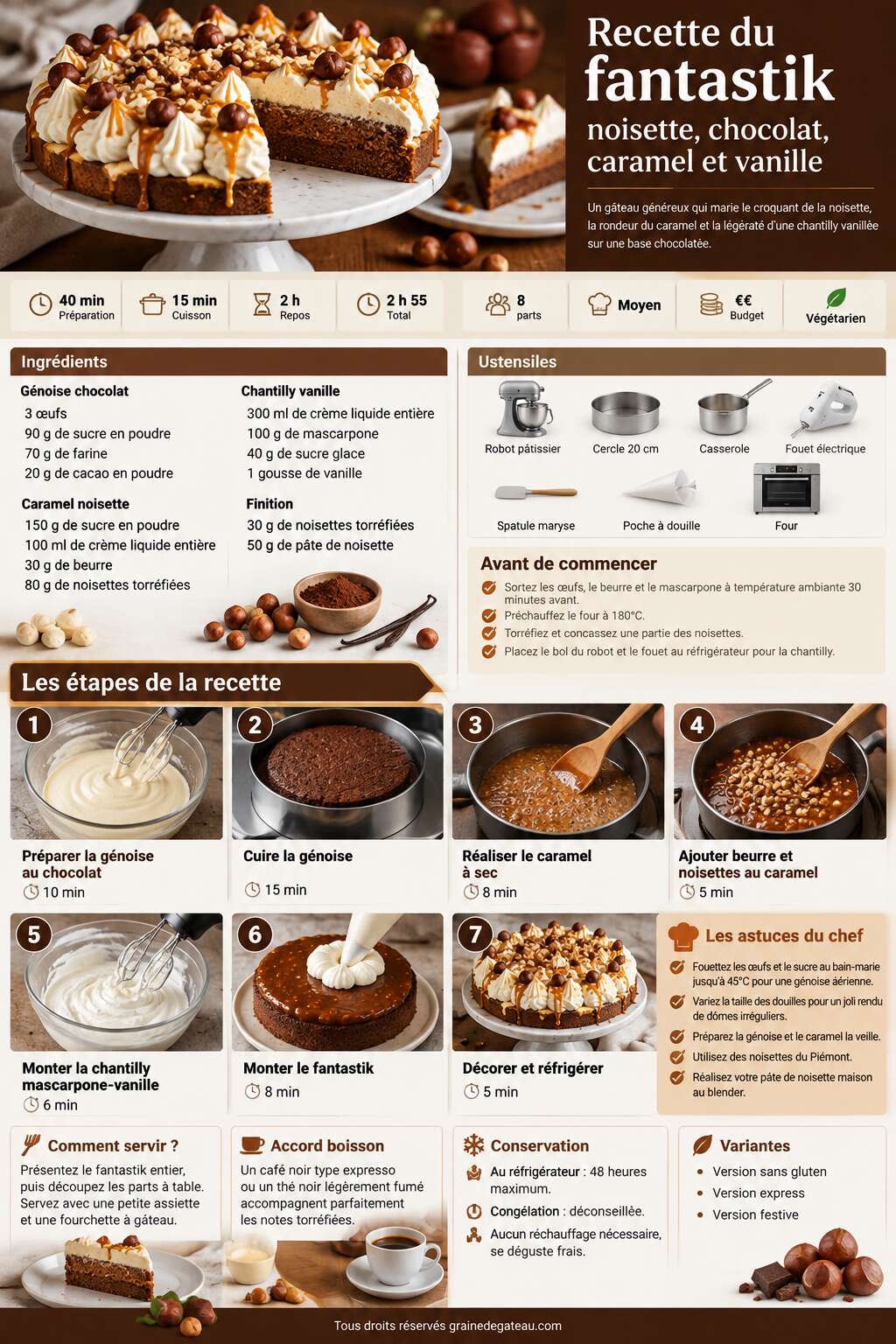 Fiche recette Recette du fantastik noisette, chocolat, caramel et vanille Fiche recette Recette du fantastik noisette, chocolat, caramel et vanille