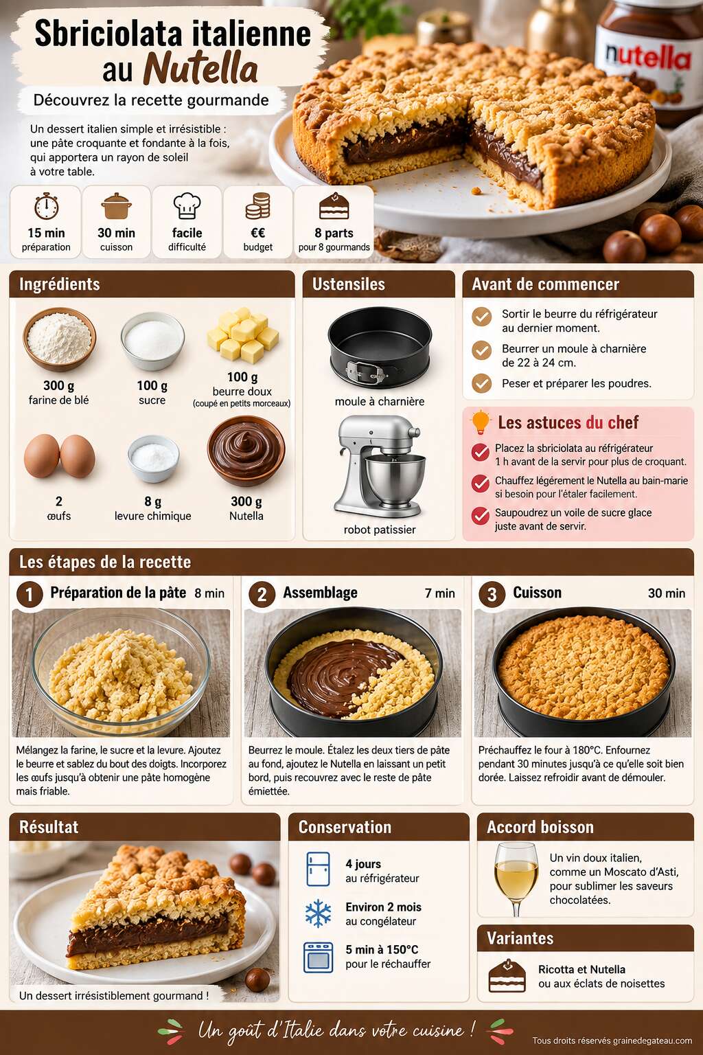 Fiche recette Sbriciolata italienne au Nutella : découvrez la recette gourmande Fiche recette Sbriciolata italienne au Nutella : découvrez la recette gourmande