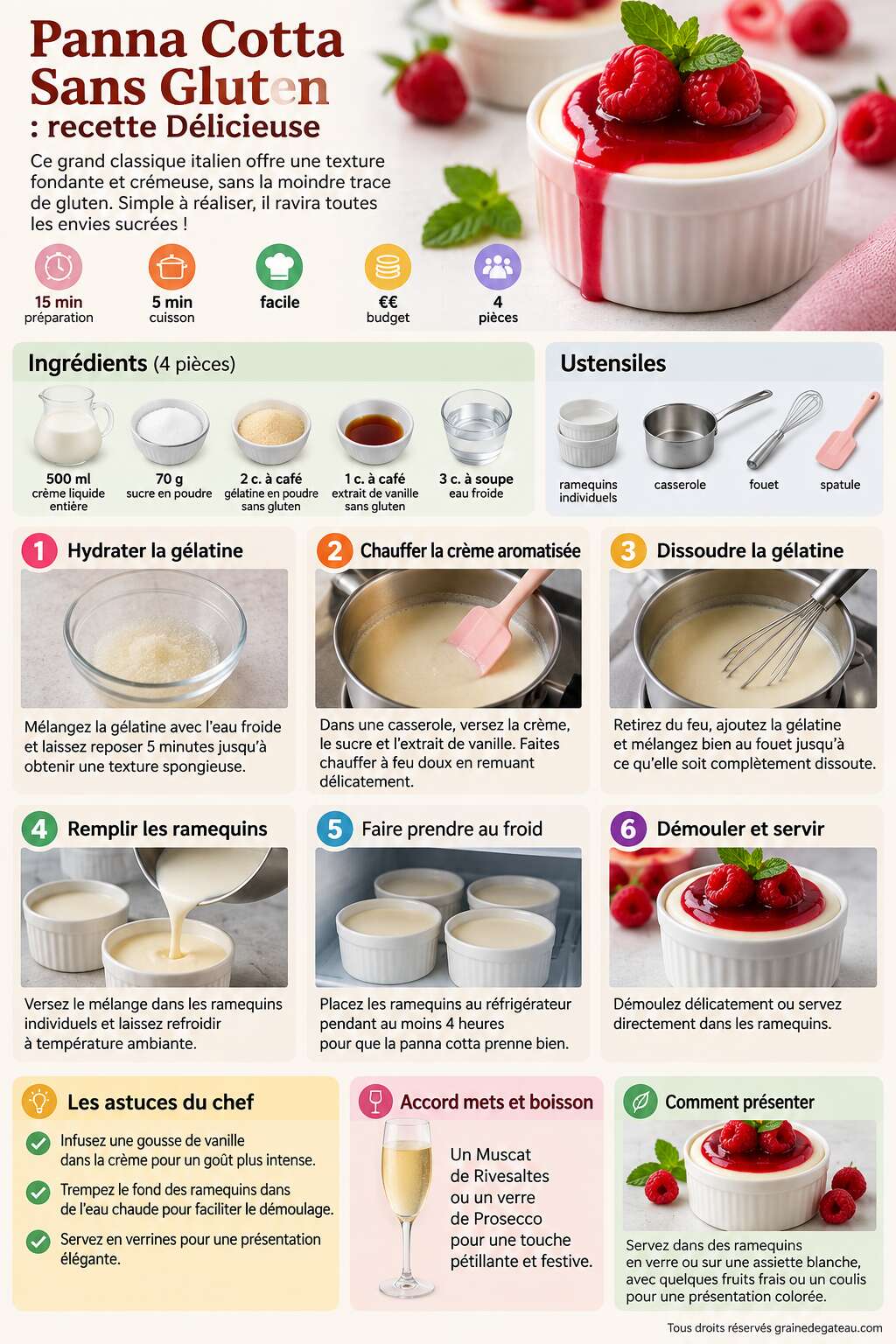 Fiche recette Panna Cotta Sans Gluten : recette D&eacute;licieuse