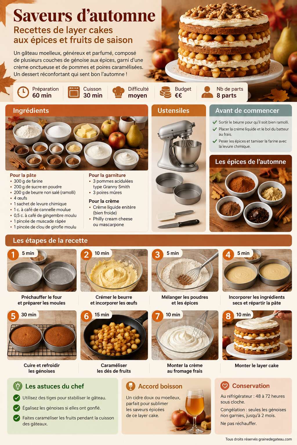 Fiche recette Saveurs d'automne : recettes de layer cakes aux &eacute;pices et fruits de saison