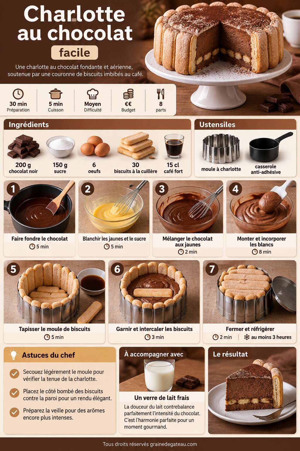 Fiche recette Recette de charlotte au chocolat facile Fiche recette Recette de charlotte au chocolat facile