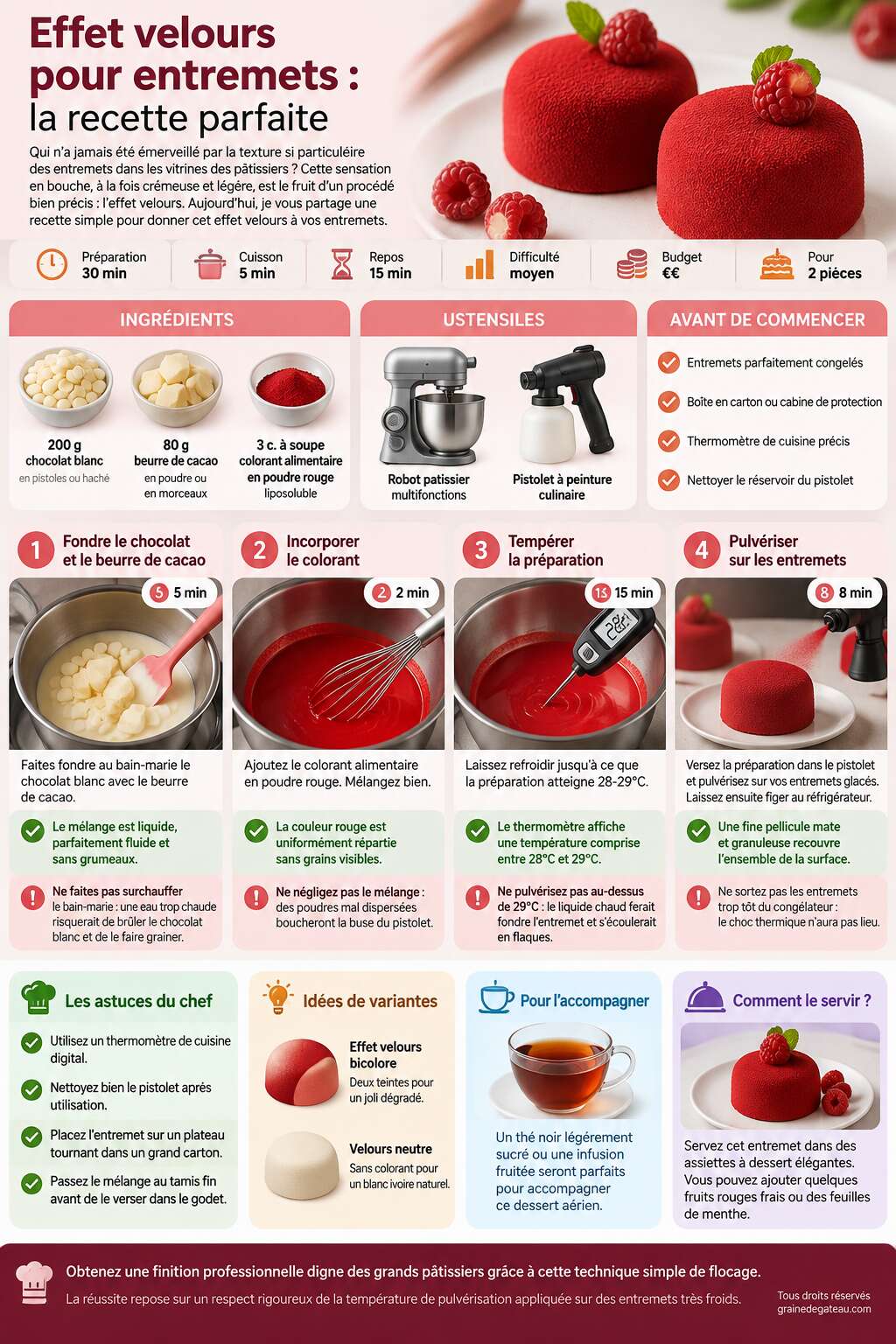 Fiche recette Effet velours pour entremets : la recette parfaite