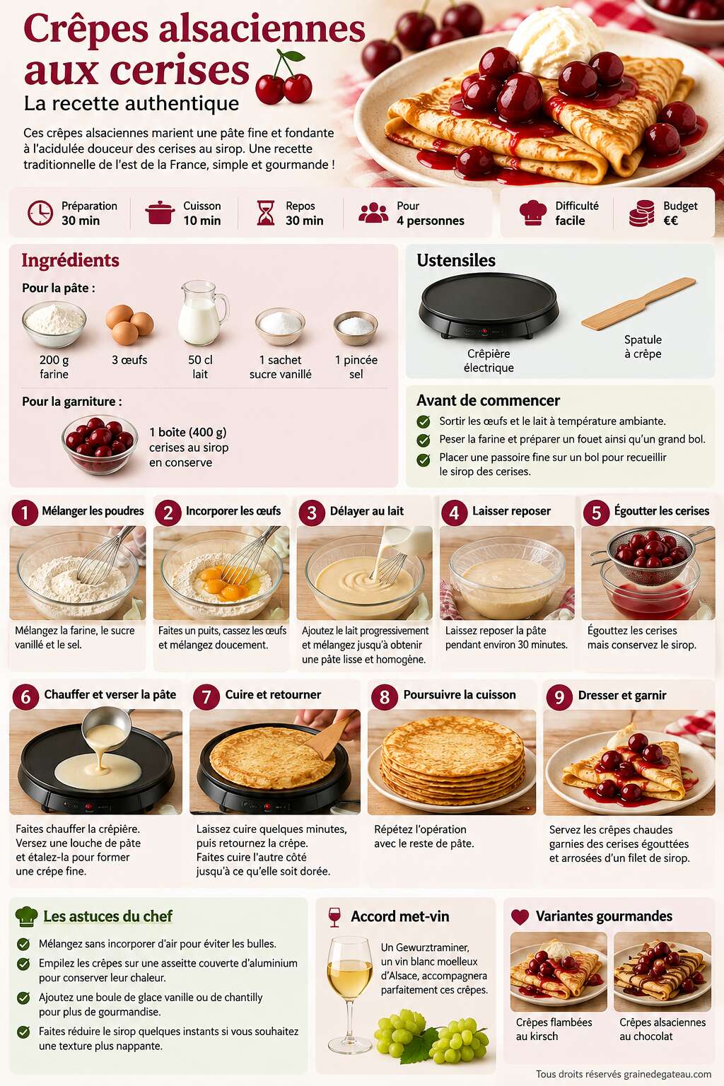 Fiche recette Crêpes alsaciennes aux cerises : la recette authentique Fiche recette Crêpes alsaciennes aux cerises : la recette authentique