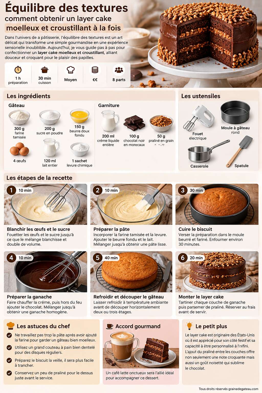 Fiche recette &Eacute;quilibre des textures : comment obtenir un layer cake moelleux et croustillant &agrave; la fois