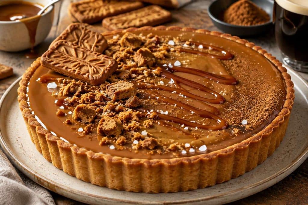 Recette de tarte Speculoos, dulcey, chicorée et caramel à la bière