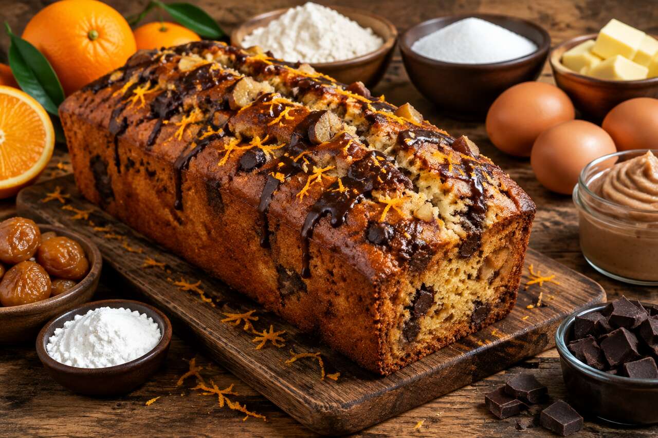 Cake orange, chocolat et marron inspiré du chef Régis