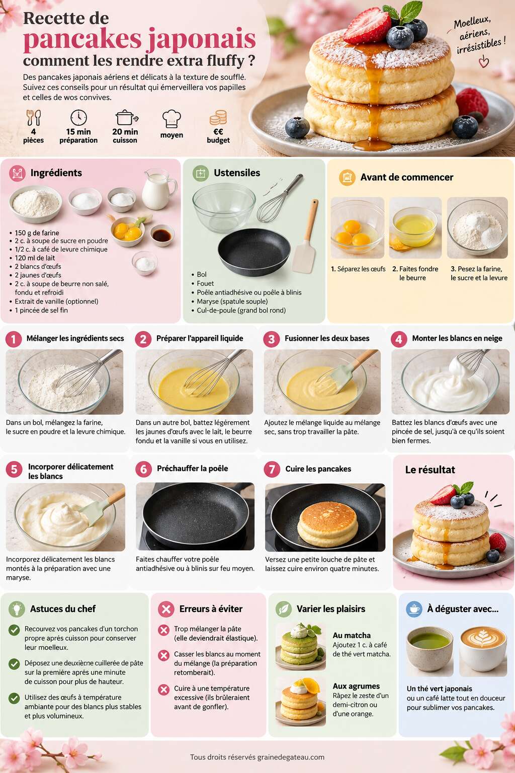 Fiche recette Recette de pancakes japonais : comment les rendre extra fluffy ? Fiche recette Recette de pancakes japonais : comment les rendre extra fluffy ?