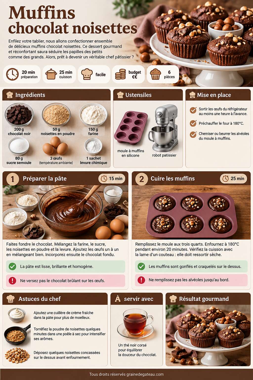 Fiche recette Recette de muffins chocolat noisettes Fiche recette Recette de muffins chocolat noisettes
