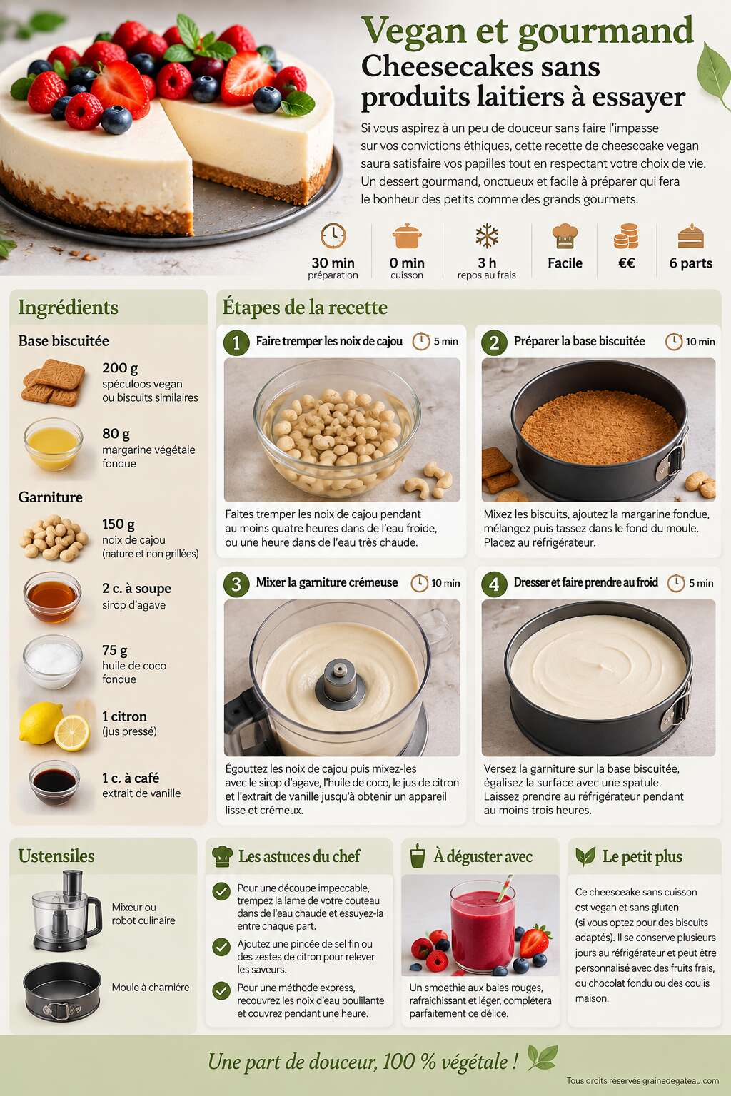 Fiche recette Vegan et gourmand : cheesecakes sans produits laitiers &agrave; essayer