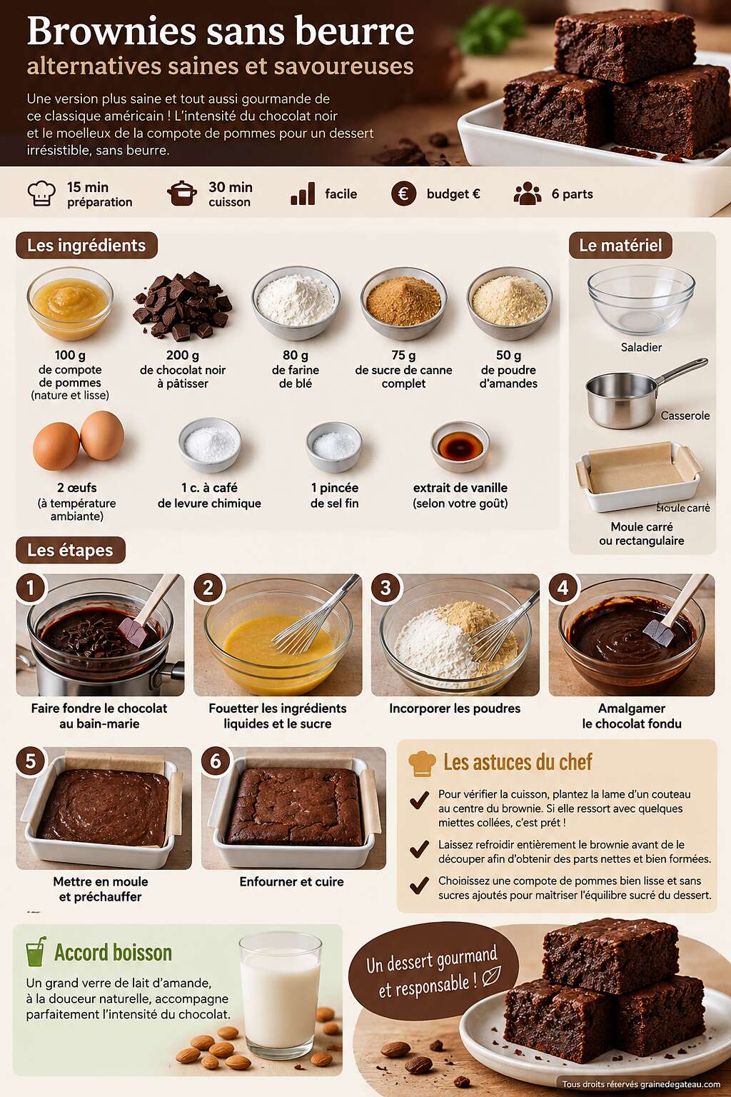 Fiche recette Brownies sans beurre : alternatives saines et savoureuses Fiche recette Brownies sans beurre : alternatives saines et savoureuses