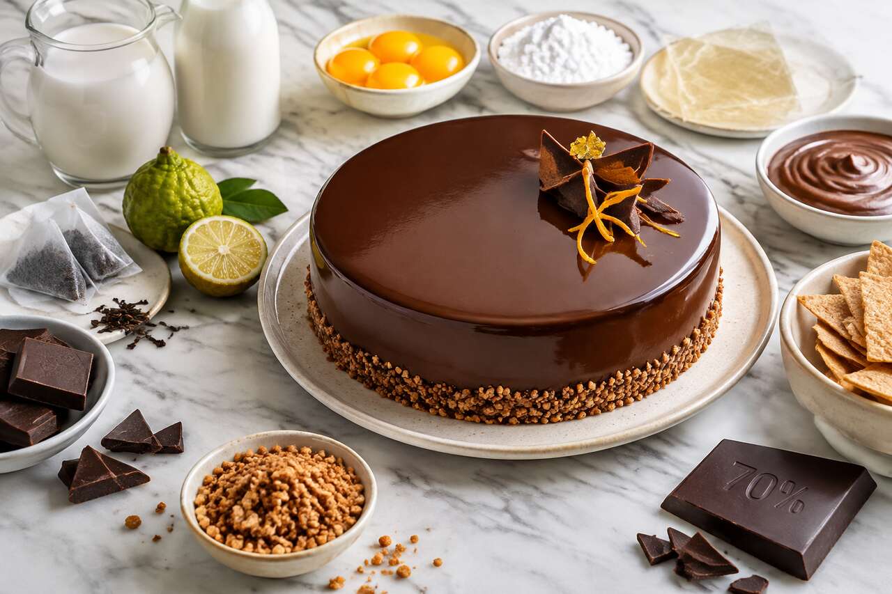 Recette d'entremets chocolat, thé bergamote et gianduja