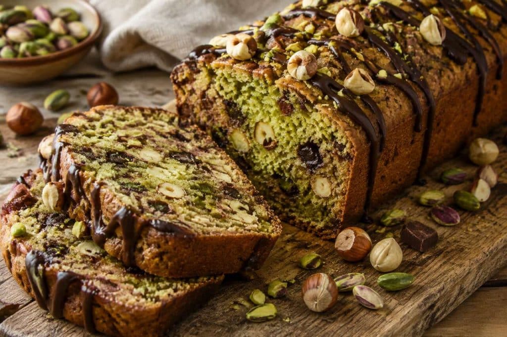 Recette du gâteau de voyage pistache, chocolat et noisette